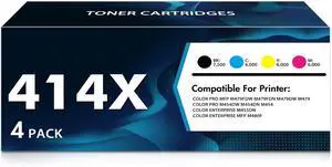 Ennovor 414X W2020X Toner Cartridges 4 Pack High Yield Replacement for 414X 414A W2020A Work for Color Laserjet Pro MFP M479fdn M479fdw M454dw M454dn M454 M479 Printer Ink (B/C/Y/M, with Chip)