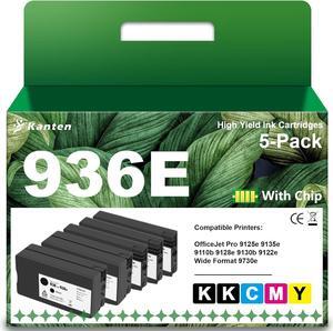 Ennovor 936e 936XL Ink Cartridges (with New Chip) Compatible for HP OfficeJet Pro 9125e 9135e 9110b 9128e 9130b 9122e Wide Format 9730e Printer(5-Pack 2BK&CMY)