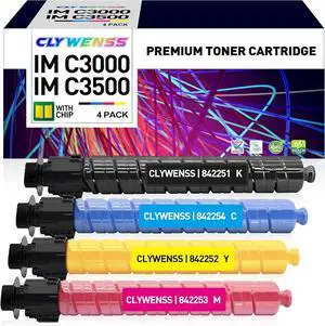 Ennovor IMC3000 IMC3500 Toner Cartridge Replacement for Ricoh 842251 842252 842253 842254 for Ricoh IM C3000 IM C3500 Printer (BK/C/M/Y, 4-Pack)