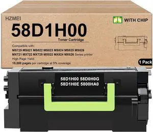 Ennovor 58D1H00 Toner Cartridge High Yield 58D1H00 58D0H0G 58D1H0E 5800HA0 Toner for Lexmark MS725 MS821 MS822 MS823 MS824 MS825 MS826 MX721 MX722 MX725 MX822 MX824 MX826 Laser Printer 15,000 Pages