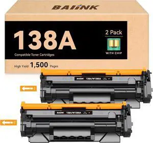 Ennovor 138A W1380A (with Chip) Compatible Toner Cartridges Replacement for HP 138A W1380A 138X W1380X Compatible for HP Pro 3001dw 3001dn MFP 3101fdw 3001fdw Printer (Black, 2-Pack)
