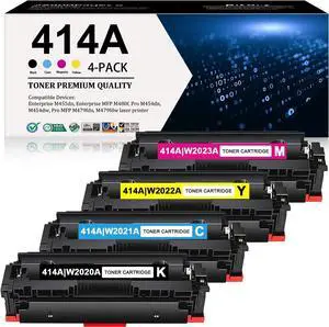 Ennovor 414A Toner Cartridges Replacement for HP 414A Toner cartridges 4 Pack Compatible for Enterprise M455dn, Enterprise MFP M480f, Pro M454dn Printers (4 Pack, 1Black/ 1Cyan/ 1Magenta/ 1Yellow)