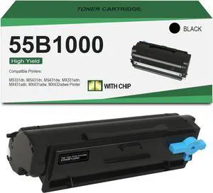 Ennovor 55B1000 Black Toner Cartridge (with Chip) for Lexmark 55B1000 High Yield Toner Compatible MS331dn MS431dn MS431dw MX331adn MX431adn MX431adw MX432adwe Printer (1 Pack)