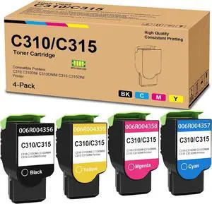 Ennovor C310/C315 High Yield Toner Cartridges (4-Pack, BK/C/M/Y) Toner Cartridge Replacement for Xerox C310 C310DNI C310DNIM C315 C315DNI Printer 006R04364 006R04365 006R04366 006R04367 Toner