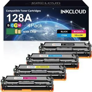 Ennovor 128A Toner Cartridges High Yield Compatible Replacement for HP 128A CE320A CE321A CE322A CE323A for HP Pro CM1415fn CM1415fnw CP1525n CP1525nw Printer (Black Cyan Yellow Magenta, 4-Pack)