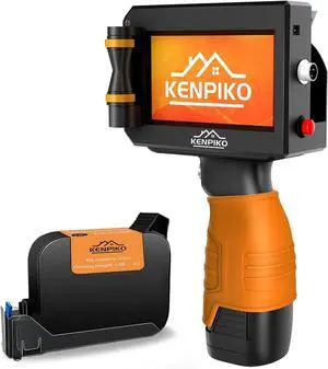 Handheld Inkjet Printer,2024 Upgraded Handheld Printer Gun with 42ml Quick-Drying Ink Cartridge, Printing Height Up to 0.5 Inch Imprint Machine with 4.3 Inch Touch Screen for Barcode, Logo