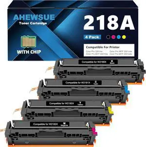 Ennovor 218A Toner Cartridges 4 Pack (with Chip) Compatible Replacement for MFP 3301fdw Toner for HP 218X 218A Color Laserjet Pro MFP 3301fdw 3301cdw 3201dw 3301sdw Printer High Yield W2180A (B/C/Y/M)