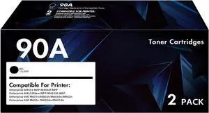 Ennovor CE390A 90A Black Toner Cartridge 2 Pack Replacement for HP 90A CE390A 90X CE390X 600 M601 M602 Toner Cartridge for HP Enterprise 600 M601 M602 M603 Series M4555f M4555 MFP Series Printer Ink