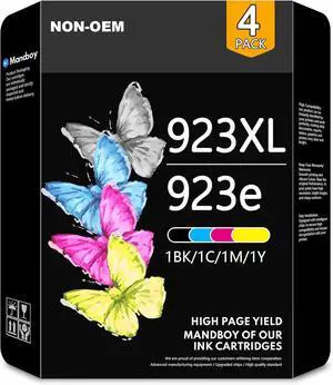 Ennovor 923 923e Ink Cartridges, New Chip Combo Pack, Replacement for HP Ink 923 923XL 923e Works for OfficeJet 8122e OfficeJet Pro 8135e 8138e 8139e (4-Pack Black,Cyan,Magenta,Yellow)