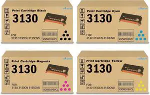 Ennovor 3130 Toner Cartridge Black Cyan Magenta Yellow Replacement for dell 3130 3130CN 3130CND Printer 4-Pack 330-1198 330-1199 330-1200 330-1204