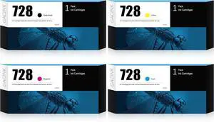 Ennovor 728 Ink Cartridges 4 Pack (300ml Matte Black / 130ml Cyan/Magenta/Yellow) Compatible with HP DesignJet T830 MFP & T730 Large Format Plotter Printers