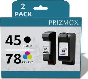 Ennovor 45/78 High Yield Ink Cartridge Compatible for HP 45 78 Black&Color C6578AN C6578DN for Color Copier 180 Deskjet 1100C 1220C 6122 930C 970C 990C Printer (Black,Tri-Color)