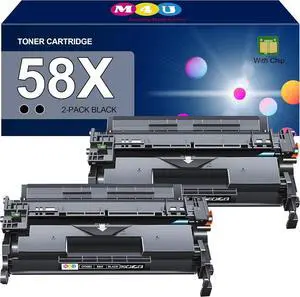 Ennovor 58X Black Toner Cartridges High Yield CF258X Comaptible with 58X 58A Toner Cartridge(with Chip), Works with Pro M404n M404dn M404dw, MFP M428fdw M428fdn M428dw M404 M428 Printer(2 Pack, Black)