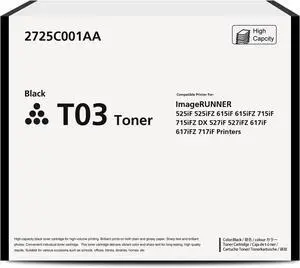 Ennovor T03 2725C001AA Black Toner Cartridge Replacement for Canon ImageRunner Advance 525iF 525iFZ 615iF 615iFZ 715iF 715iFZ DX 527iF 527iFZ 617iF 617iFZ 717iF 717iFZ Printer, 1-Pack