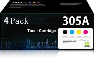 Ennovor 305A Toner Cartridge 4-Pack with Chip High Yield Replacement for HP CE410A CE411A CE412A CE413A Works with Laserjet Pro 400 Color M451dn M451nw M451dw MFP M475dn Printer Toner