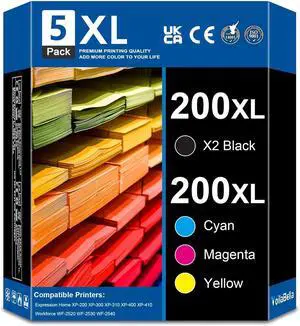 Ennovor 200XL Ink Cartridge Replacement for 200XL 200 XL T200XL to use with XP-200 XP-300 XP-310 XP-400 XP-410 WF-2520 WF-2530 WF-2540 Printer (2Black, 1Cyan, 1Magenta, 1Yellow)