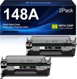 Ennovor 148A Black Toner Cartridge Replacement for HP 148A 148X W1480A W1480X Black Toner Cartridge for HP Pro 4001dw 4001dn 4001n MFP 4101fdw 4101fdn Printer(2 Pack,with Chip)
