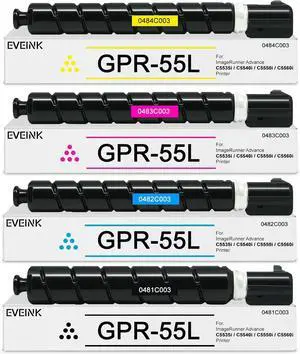 Ennovor GPR55L GPR55 GPR-55 Toner Cartridge 0481C003 0482C003 0483C003 0484C003 Toner Compatible with Canon GPR 55 ImageRunner Advance C5535i C5540i C5550i C5560i Printer,Black Cyan Magenta Yellow