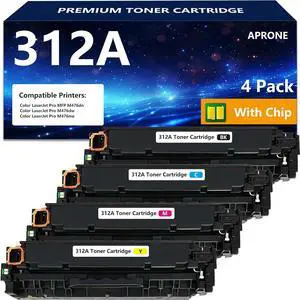 Ennovor 312A Toner Cartridges 4 Pack Compatible for HP 312A Toner for Laserjet Pro MFP M476dn M476dw M476nw Printer Ink (Black,Cyan,Magenta,Yellow)