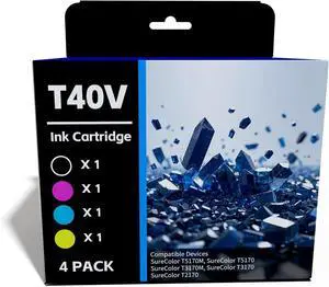 Ennovor T40V Remanufactured Ink Cartridges Replacement for T40V120 T40V220 T40V320 T40V420 Ultrachrome XD2 Compatible for T40W Ink SureColor SC T5170 T3170 T2170 Printer (BCMY, 4-Pack)