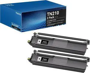 Ennovor TN210 Toner Cartridges High Yield Compatible for Brother TN210 Toner Cartridges Set for Brother MFC-9125CN MFC-9325CW HL-3045CN HL-3040CN HL-3075CW MFC-9010CN DCP-9010CN Printer(BK,2 Pack)