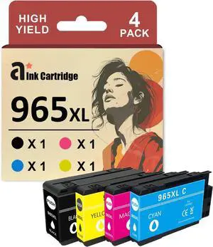 Ennovor 965XL Ink Cartridges Replacement for HP 965XL 965 Ink Cartridge Compatible for HP OfficeJet Pro 9010 9012 9013 9014 9015 9016 9018 9019 9020 9022 9023 9025 Printers, 4 Pack