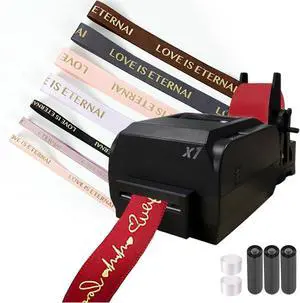 Ennovor Satin Ribbon Printing Machine with Holder,200 Dpi Digital Ribbon Printer Thermal Label Printer Foil Stamping Printing Machine, 150mm/s,Supports 50+ Languages, DIY Decorative Ribbon,SingleRow