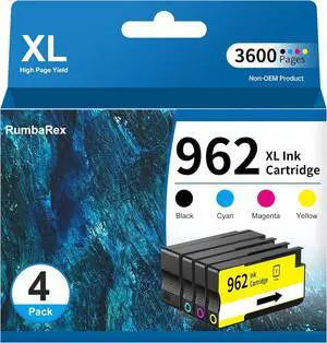 Ennovor 962 962XL Ink Cartridges Combo Pack (BK/C/M/Y) 962 High-Yield Ink Cartridges Replacement for HP 962 XL Ink Cartridge for OfficeJet 9015e 9010 9025e 9015 9025 9018e 9025e 9020 Printer Ink