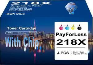 Ennovor 218X Toner Cartridges 4 Pack 3301fdw with Chip Compatible for HP 218X 218A High Yield Works with Color Laserjet Pro 3201dw MFP 3301 Series 3301fdw 3301sdw 3301cdw W2180X W2180A Printer