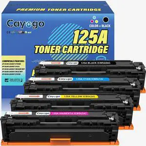 Ennovor 125A High Page Yield Toner Cartridge Compatible with HP 125A HP125A Replacement for HP Color CP1215 CP1515 CP1518ni MFP CM1312nfi CM1312 Printer CB540A CB541A CB542A CB543A(CMYK,4 Color Packs)