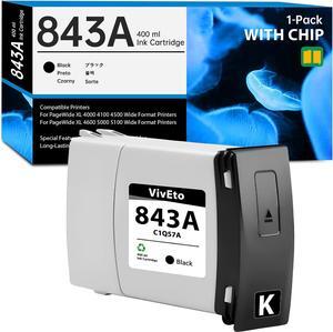 Ennovor 843A C1Q57A Black Ink Cartridge 400ml Replacement for HP 843A for PageWide XL 4000 4100 4500 4600 5000 5100 Wide Format Printers, 1 Pack High Yield 843A Ink Refill