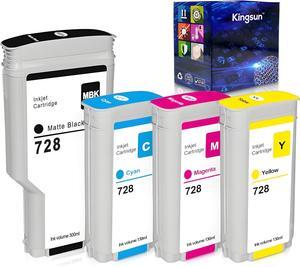 Ennovor 728 Ink Cartridge Set (Matte Black 300ml, Cyan, Magenta, Yellow 130ml) HP 728 Compatible with DesignJet T730 T830 MPF Large Format Plotter Printers F9J68A F9J67A F9J66A F9J65A