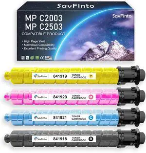 Ennovor MP C2003 C2503 Toner Cartridge 841918 841921 841920 841919 2503H MPC2503 MPC2003 Replacement for Ricoh Aficio Lanier Savin MP C25003 C2503 C2504 C2004 C2004ex C2504ex Printer (BCMY, 4-Pack)