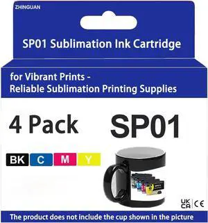 Ennovor SP01 SP-1 SP1 Sublimation Ink Cartridge for SP01BK SP01C SP01M SP01Y Works for bro Ther SP-1 Sublimation Inkjet Printer (4-Pack)