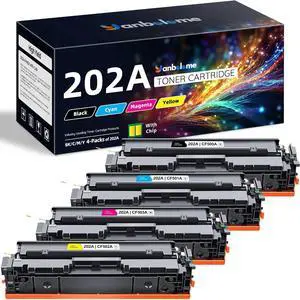 Ennovor 202A Toner Cartridges (4-Pack) Replacement for HP 202A Color Pro MFP M280nw M281fdn M281fdw M281cdw M254nw M254dw M254dn Printer Ink | Black Cyan Magenta Yellow