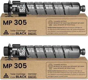 Ennovor MP 305 MP305 Toner Cartridge High Yield 842141 Type 305 Replacement for Ricoh MP305 Toner Cartridge for MP305 MP 305SP MP305SPF Printer Toner 2-Pack Black