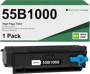 Ennovor Remanufactured 55B1000 Black Toner Replacement for Lexmark 55B1000 High Yield Toner Cartridge for MS331dn MS431dn MS431dw MX331adn MX431adn MX431adw MX432adwe Printer Toner (1-Pack, Black)