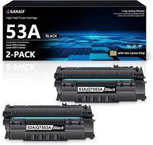 Ennovor Q7553A 53A Toner Cartridge Black with Chip 2-Pack: Compatible Replacement for HP 53A Q7553A 49A Q5949A Toner with Laser P2015 P2015d P2015dn P2015x P2014 P2014n Printer