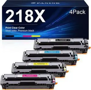 Ennovor 218X Toner Cartridges 4 Pack High Yield (No Chip) Replacement for HP 218A 218X W2180A W2180X Toner Cartridge Set Compatible with HP Color Pro MFP 3301fdw 3301cdw 3201dw 3301sdw Printer