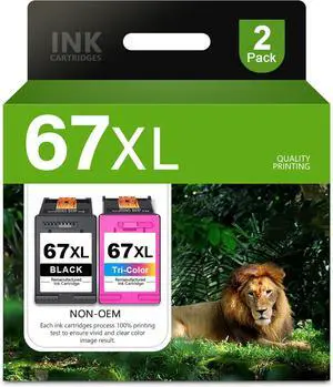 Ennovor 67XL Ink Cartridges Black Color Combo Pack Replacement for HP Ink 67XL for DeskJet 2700e 2700 2855e 2755e 2755 4155e 4255e Envy 6000 6055e 6400 Printer, 2 Pack