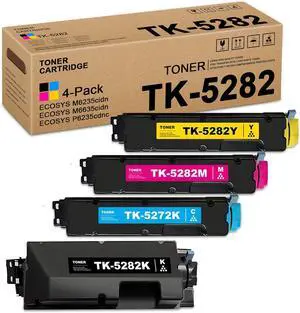 Ennovor TK-5282 TK5282 High Yield Toner Cartridges (4-Pack, 1BK/1C/1M/1Y) - Compatible TK-5282K TK-5282C TK-5282M TK-5282Y Toner Cartridge Replacement for Kyocera Ecosys M6235cidn M6235 P6235 Printer