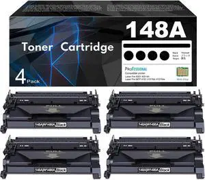 Ennovor 4-Pack 148A Black Toner Cartridge 148A 148X 4101fdw Toner Cartridge with Chip Compatible Replacement for HP 148A W1480A Laser Pro 4001 4001dn 4001dw, MFP 4101 4101fdn 4101fdw Printer Ink
