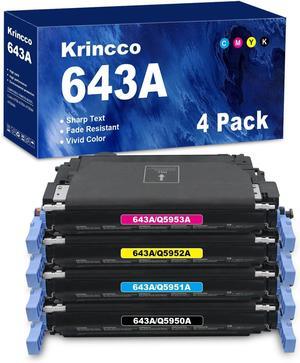 Ennovor High Yield Remanufactured 643A Toner Cartridge Replacement for HP 643A Q5950A Q5951A Q5952A Q5953A for Color 4700DN 4700DTN 4700N 4700PH+ Printers (4-Pack)