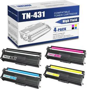 Ennovor TN431 Compatible TN-431BK TN-431C TN-431Y TN-431M Toner Cartridge Replacement for Brother TN-431 HL-L8260CDW HL-L8360CDW DCP-L8410CDW MFC-L8610CDW Toner.(1BK+1C+1Y+1M)
