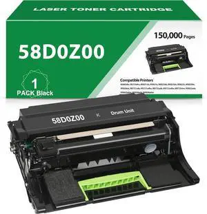Ennovor 58D0Z00 Black Imaging Drum Unit Compatible with B2865dw, MS725dvn, MS821dn, MX721ade, MX722ade, MX822ade Printer, High Yield 150,000 Pages (1 Pack)