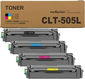 Ennovor CLT-K505L CLT-C505L CLT-Y505L CLT-M505L Toner Cartridge 4 Pack Black Cyan Magenta Yellow Replacement for Samsung CLT-K505L 505L for ProXpress C2620DW C2670FW C2680FX Printer Toner