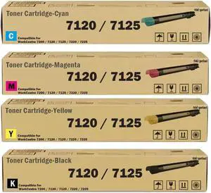 Ennovor WorkCentre 7125 Toner Cartridge Black Cyan Magenta Yellow Replacement for Xerox WorkCentre 7200 7120 7125 7220 7225 Printer 006R01457 006R01458 006R01459 006R01460