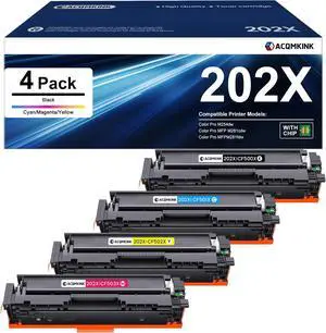 Ennovor 202X Toner Cartridges 4 Pack High Yield Replacement for HP 202X CF500X CF501X CF502X CF503X Color Pro M254; MFP M281 Series Printer (1Black/1Cyan/1Yellow/1Magenta)