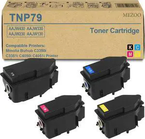 Ennovor MEZOO TNP-79 TNP79 Toner Cartridge Compatible with Konica Minolta TNP79 AAJW430 AAJW330 AAJW230 AAJW130 Toner for Bizhub C3350i C3351i C4050i C4051i Printer(4 Pack, Black Cyan Magenta Yellow)