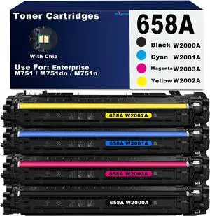 Ennovor 658 658A Toner Cartridges Compatible with HP 658A W2000A W2001A W2002A W2003A Use for HP Enterprise M751 M751dn M751n Printer(4-Pack Black Cyan Magenta Yellow)